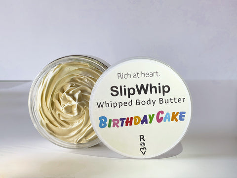 Birthday Cake SlipWhip Whipped Body Butter, shea butter, cocoa butter, vegan, cruelty-free