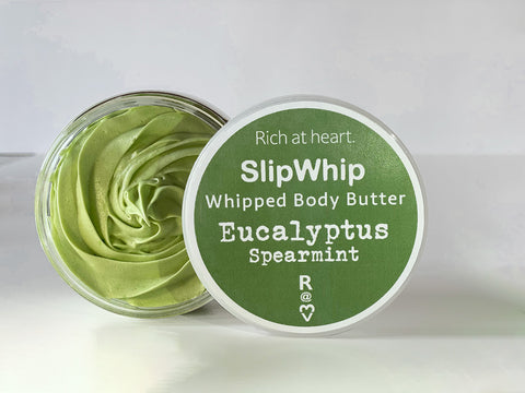 Eucalyptus Spearmint SlipWhip Whipped Body Butter, shea butter, cocoa butter, vegan, cruelty-free